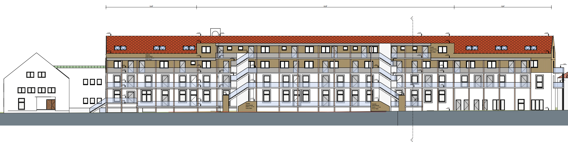 3D Rendering der Aufstockung in Holzbauweise beim Bauvorhaben Kloster Reimlingen