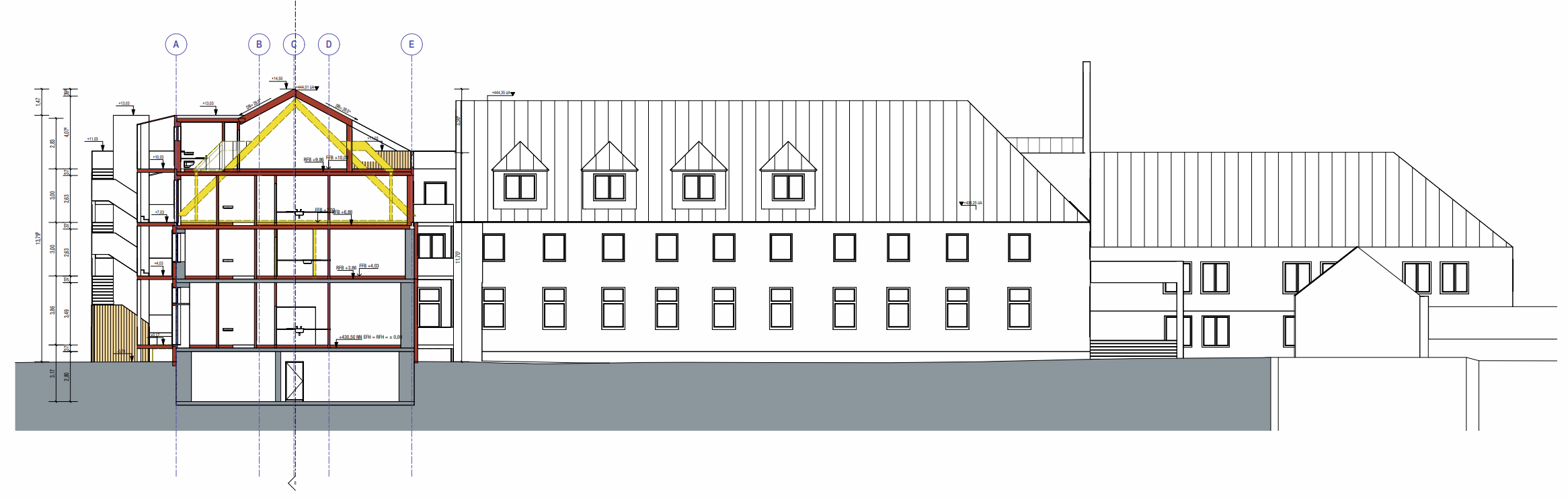 3D Rendering der Aufstockung in Holzbauweise beim Bauvorhaben Kloster Reimlingen