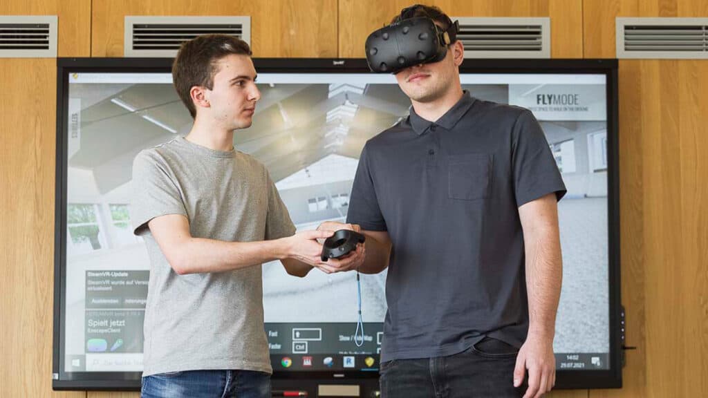 Virtuelle Besichtigung mit VR Brille eines Bauvorhabens