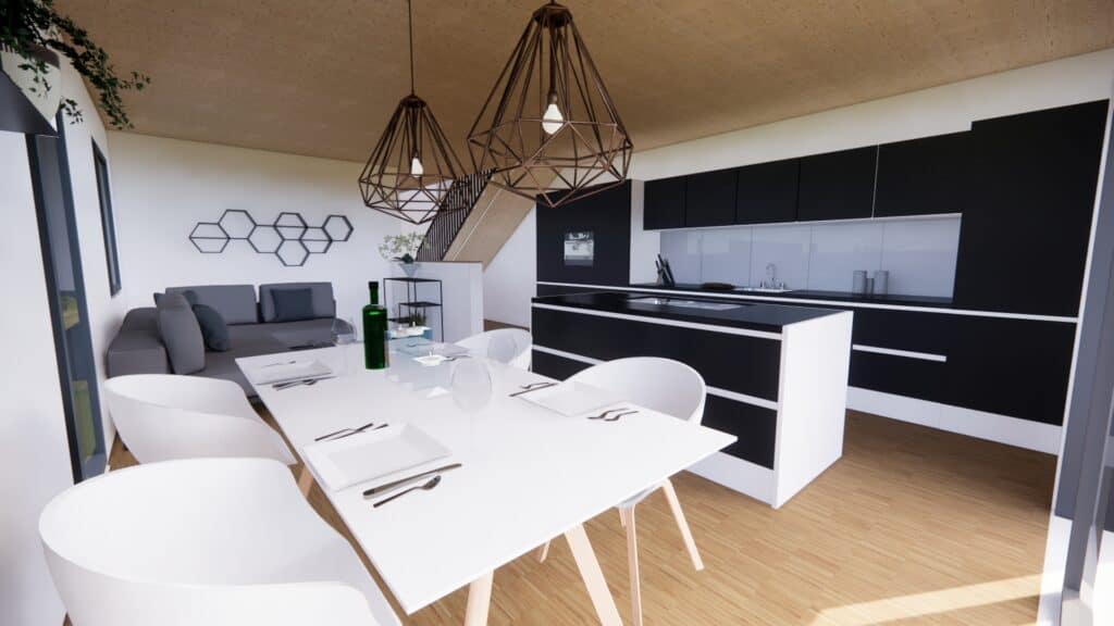 Visualisierung einer Kueche im Wohnprojekt Wannenfeld in Ellwangen