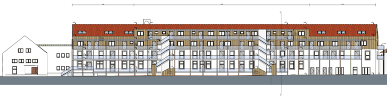 3D Rendering der Aufstockung in Holzbauweise beim Bauvorhaben Kloster Reimlingen
