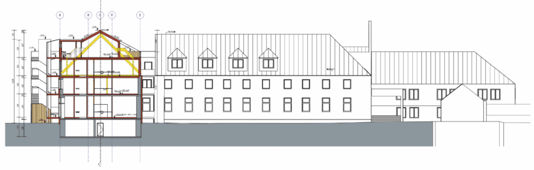 3D Rendering der Aufstockung in Holzbauweise beim Bauvorhaben Kloster Reimlingen