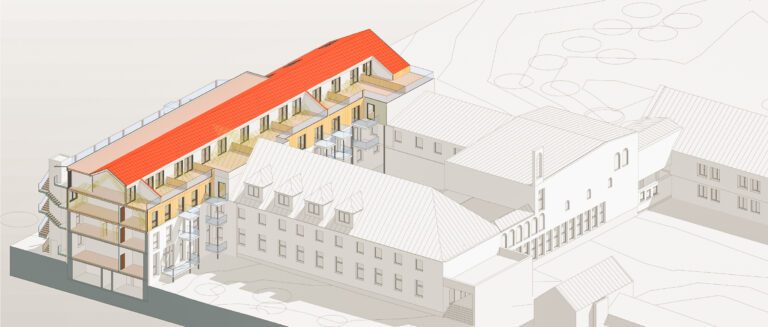 Rendering der fertigen Aufstockung im Bestestand, des Klosters in Reimlingen